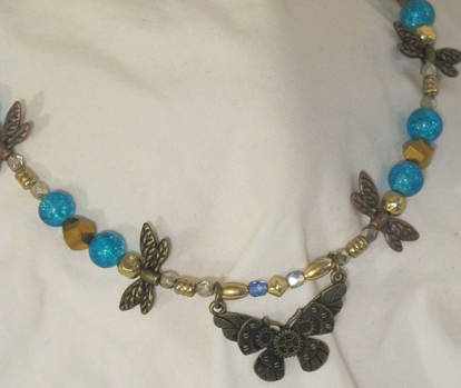 Steampunk Butterfly and Dragonfly Necklace