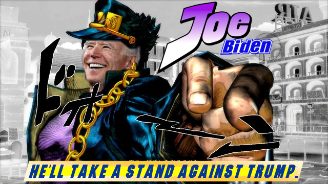 Donald trump as jotaro kujo in jojo's bizarre