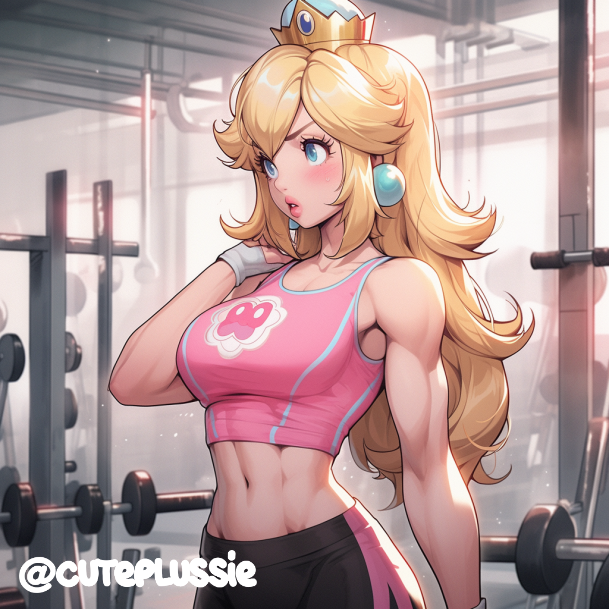Princess Peach Back at the Gym by CutePlussie on DeviantArt