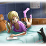 Younger artist and cat