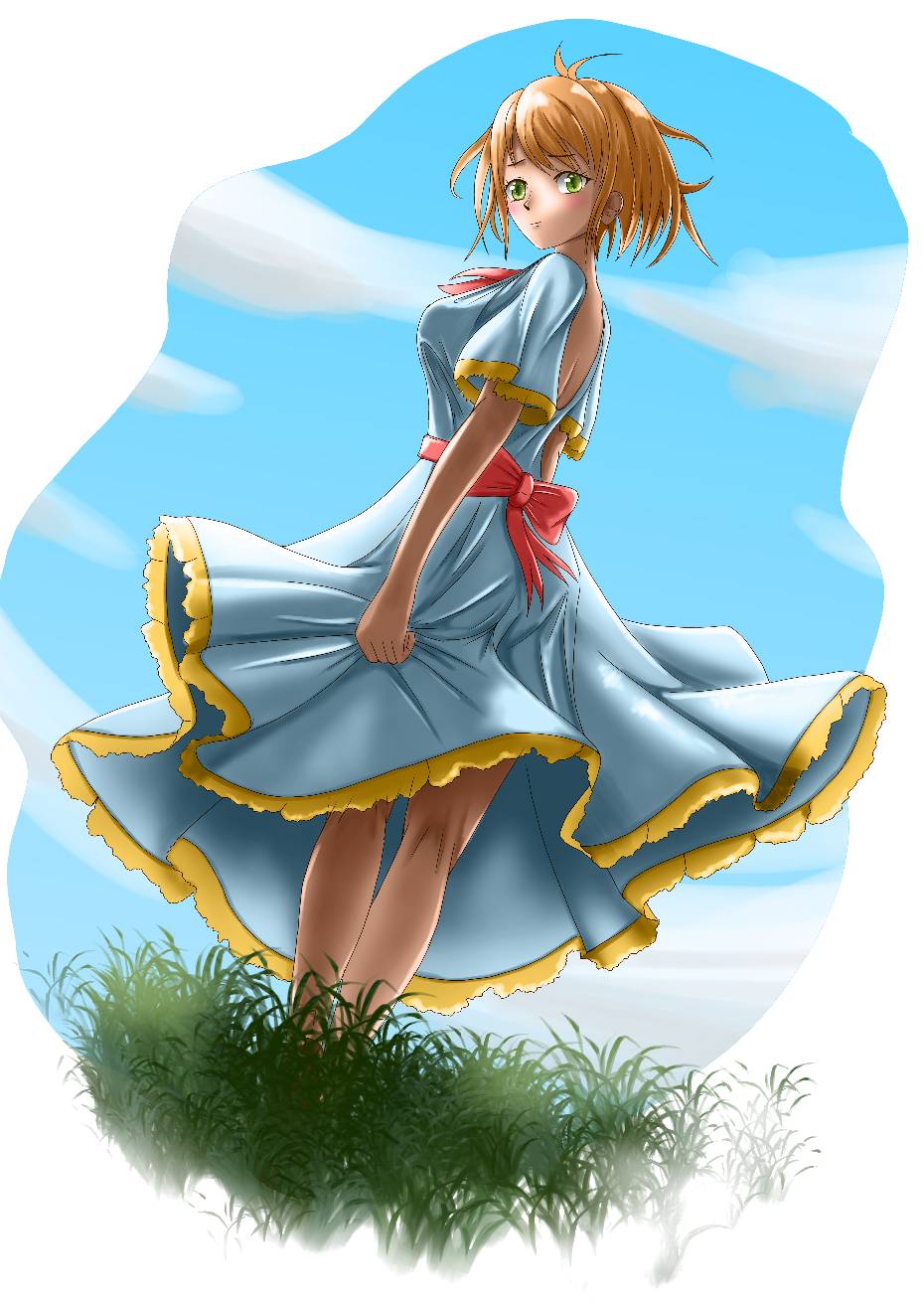 Girl in blue dress (drawing study)