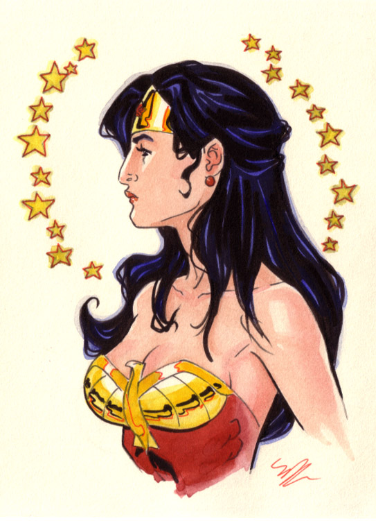 Wonder Woman profile watercolor