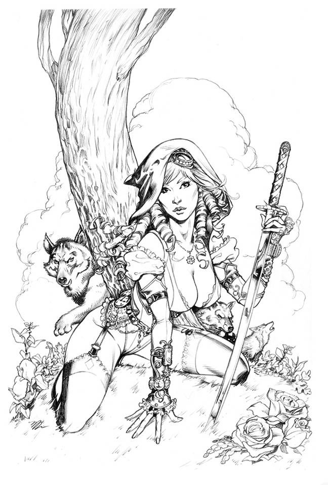 Red Riding Hood steampunk cover pencils