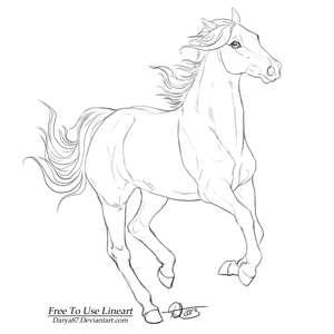 FREE Lineart - Running Pony