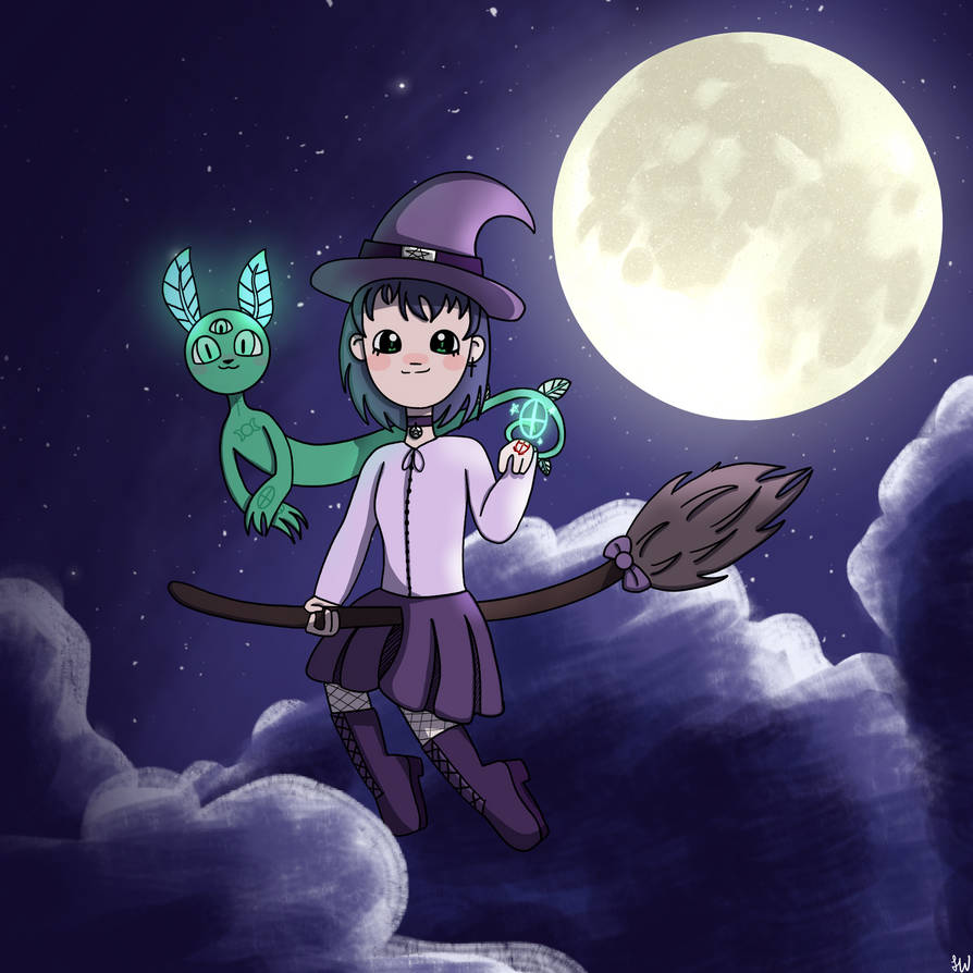 Flying Rin Rin flying on a broom by Spinogreen0IQ on DeviantArt