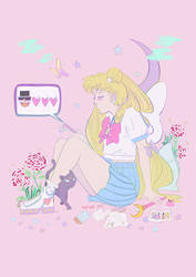 Usagi Receives a Message  [Sailor Moon Fanart] by ethereal-afterlight