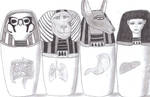 Canopic Jars or Heru's 4 Sons by Metitaitui