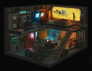 Cyberpunk room. by sheer-madness