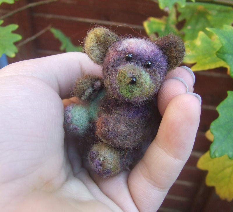 Needle felted - multi bear 3