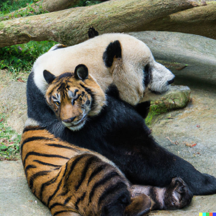 Panda and Tiger hugging - 003 by Mujascha on DeviantArt