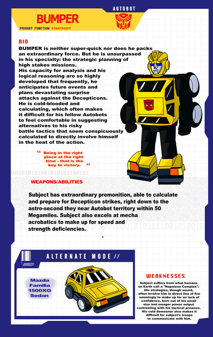 Transformers MTMTE Bio: Bumper by DaimosZ on DeviantArt