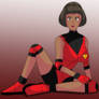 Gravure of Lani in her Red Panzer Attire