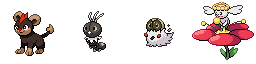 Litleo, Scatterbug, Spewpa, Flabebe sprite