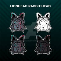 Lionhead rabbit head vector collection