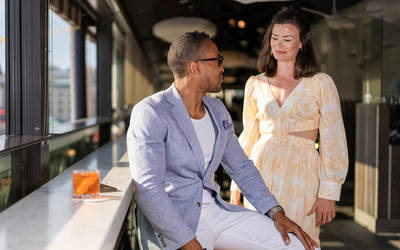 Interracial Couple in DC Rooftop Restuarant II