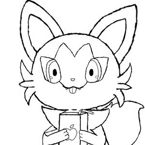 Sketch Drawing Of Sprigatito Holding Apple Juice