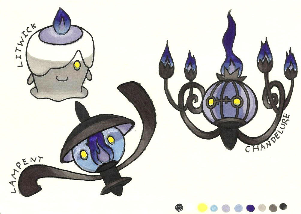litwick, lampent and chandelure (pokemon) by Nana-chan66 on DeviantArt