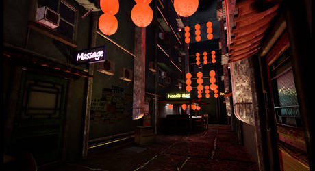 Night alley scene