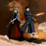 fma fanart: Roy and Riza fighting back to back