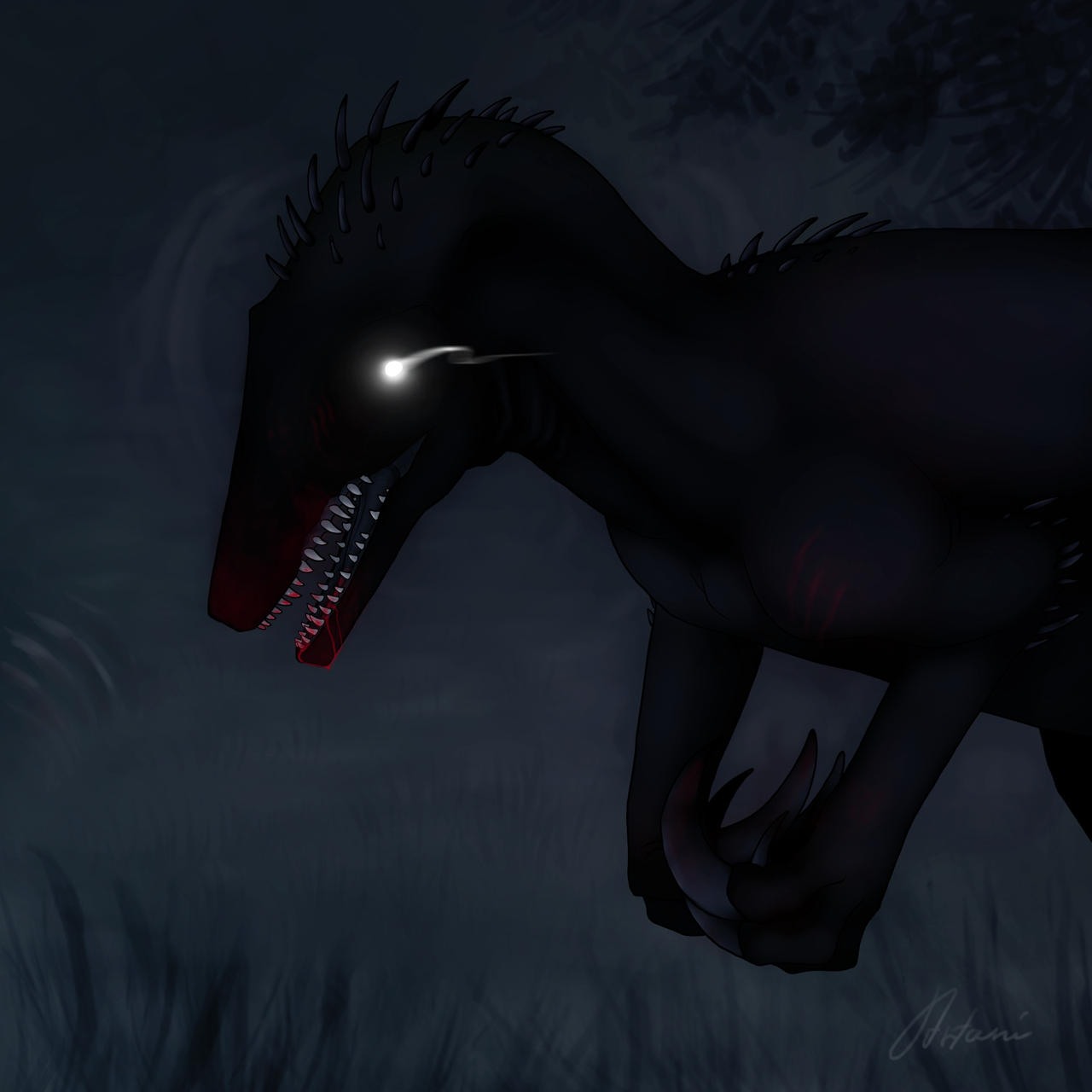 Horror Raptor Deviantart Raptor in the night by BlackyArtani on DeviantArt