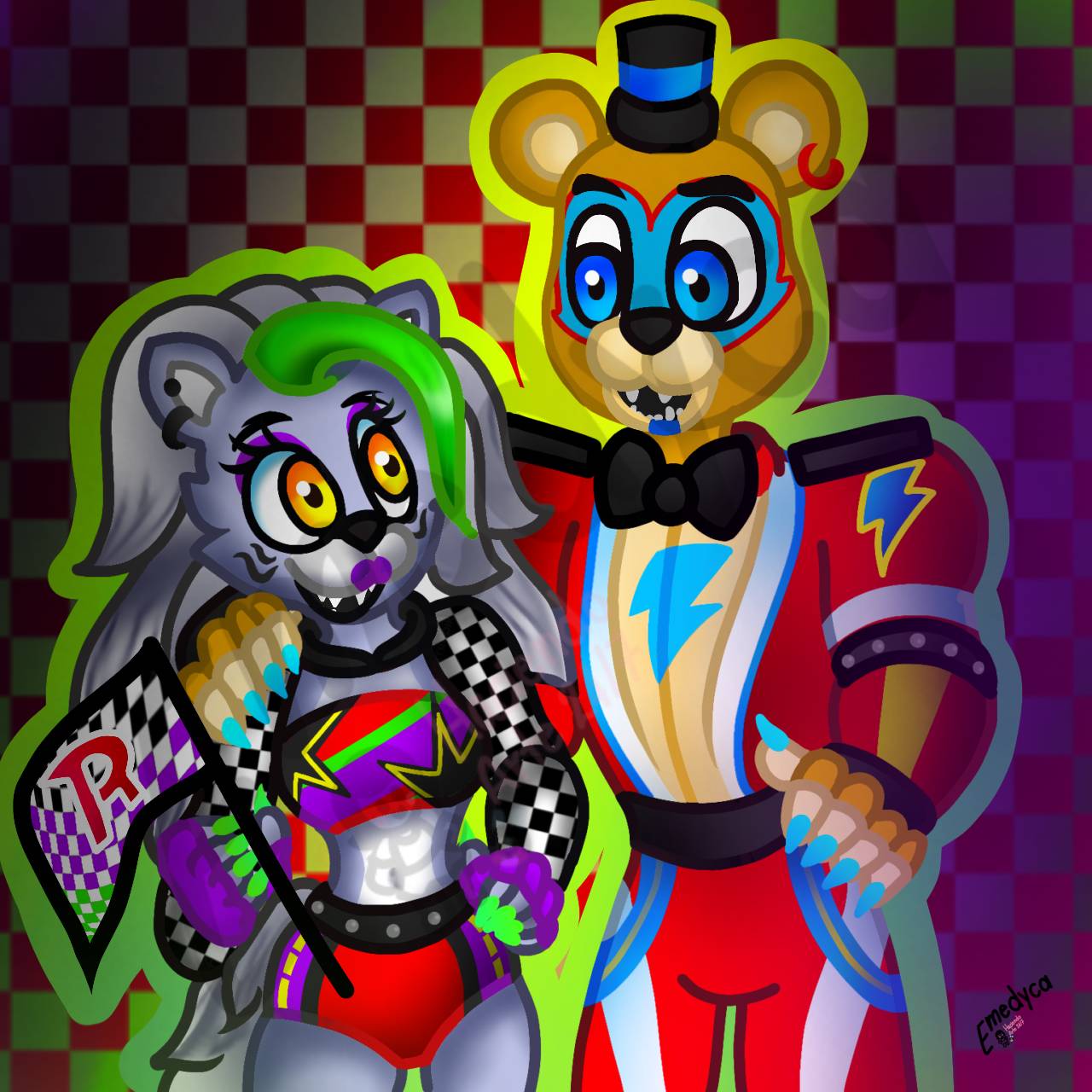 Glam Rocks Roxy Render Roxy and Glamrock Freddy by Emedyca on DeviantArt