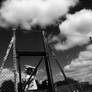 white clouds, fenced in