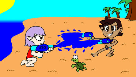Lumity Vacation Day 5 - Water Gun fight by Blackrhinoranger