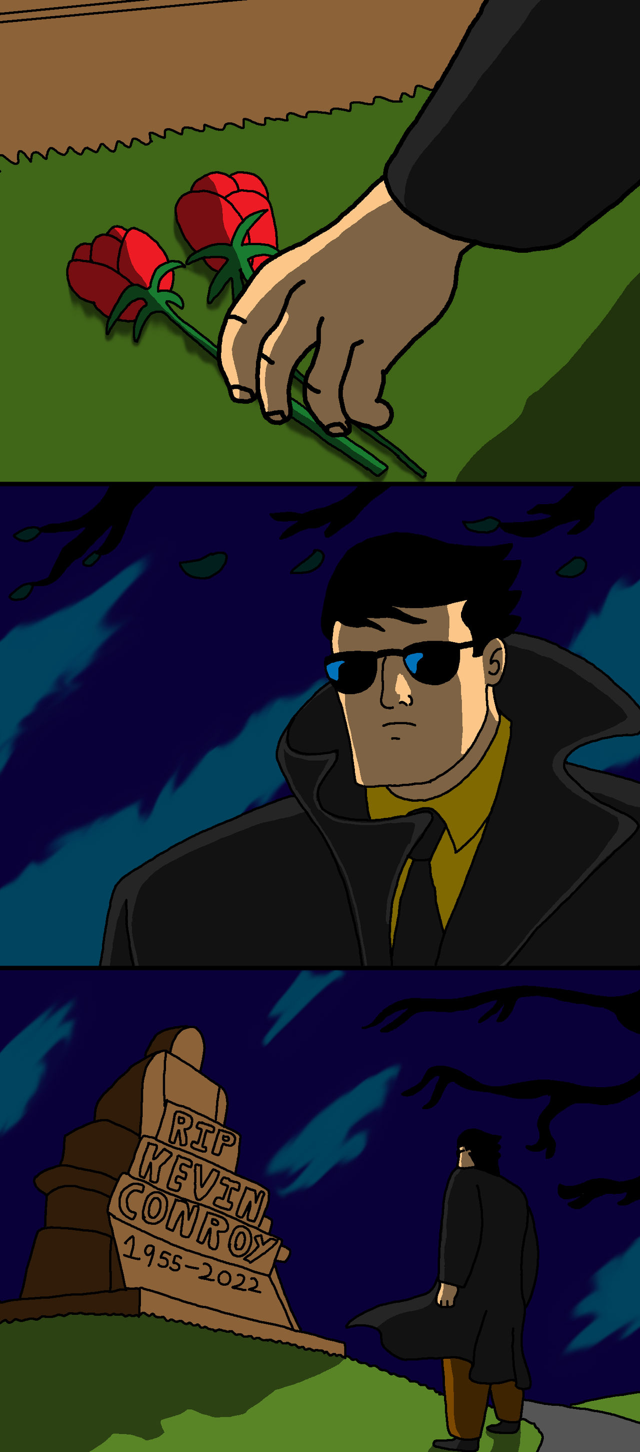 Bruce Wayne visits his voice actor's grave by Blackrhinoranger on