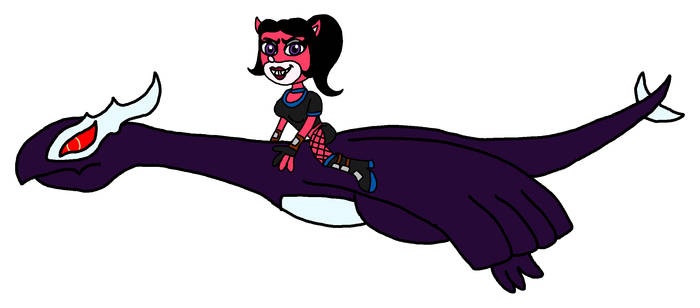 Evil Coco riding on Shadow Lugia