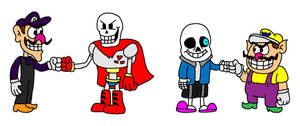 Waluigi, Wario, Sans and Papyrus
