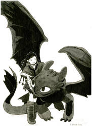Toothless and Viking Vet - Commission