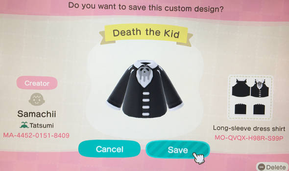 ACNH Soul Eater Death the Kid Outfit