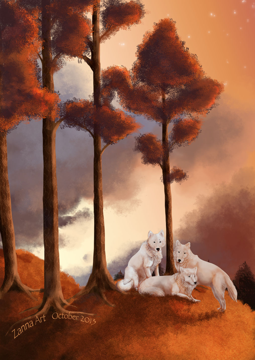 three white Wolves by Chrystal-Art on DeviantArt