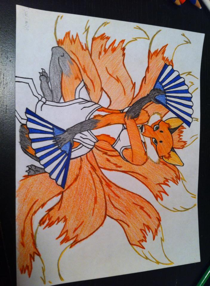 Kitsune Drawing - Step 7 - Partially Colored