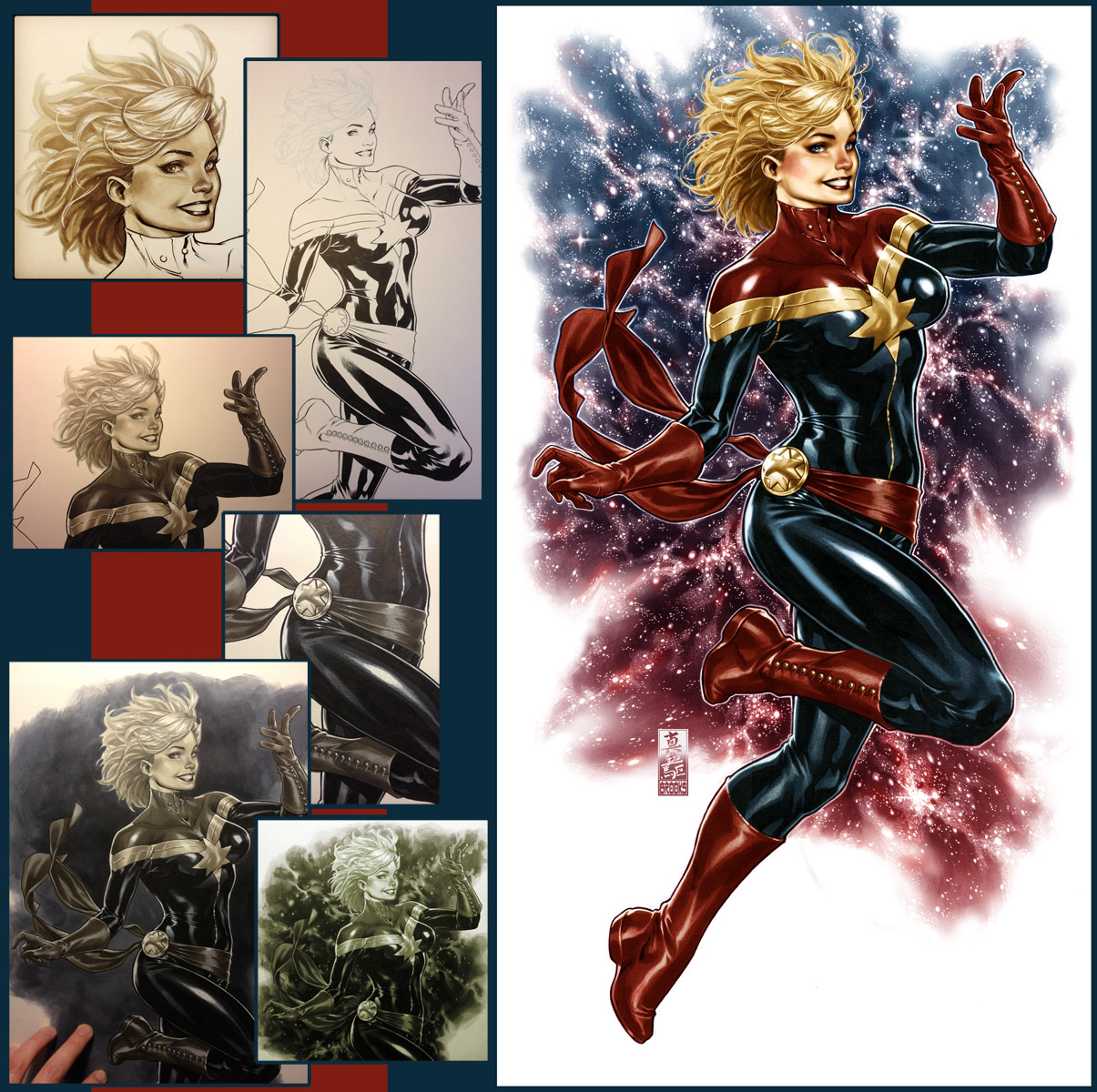 Captain Marvel colors and steps