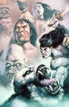 Conan Vs Man-Eating Ape Sideshow Art