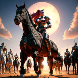 The Queen of the Amazons, leading