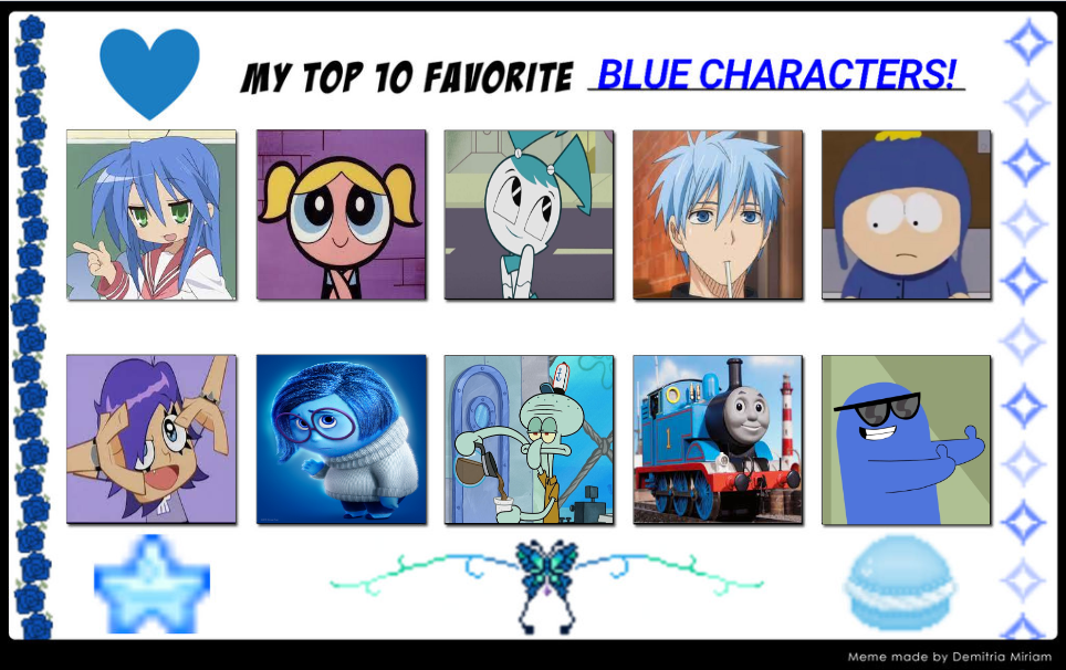 My Top 10 Favorite Blue Characters by hayaryulove on DeviantArt