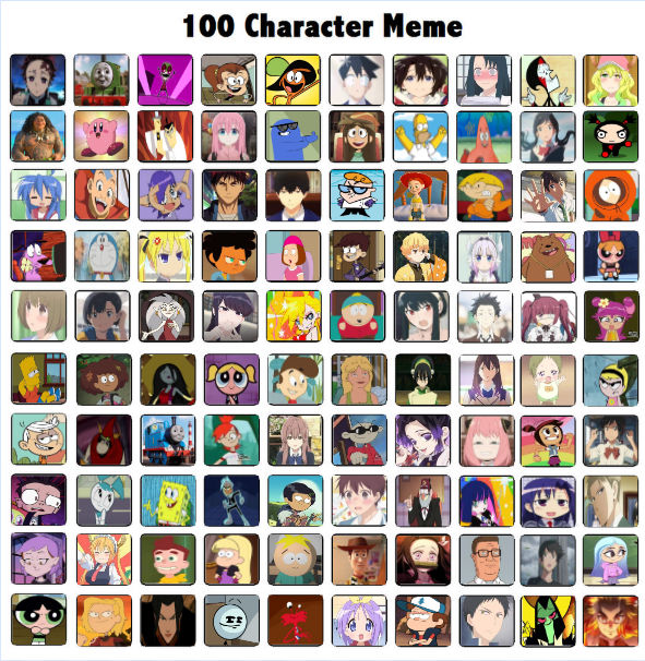 My 100 Character Meme by hayaryulove on DeviantArt