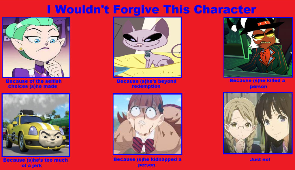 I Wouldn't Forgive This Character Meme by hayaryulove on DeviantArt