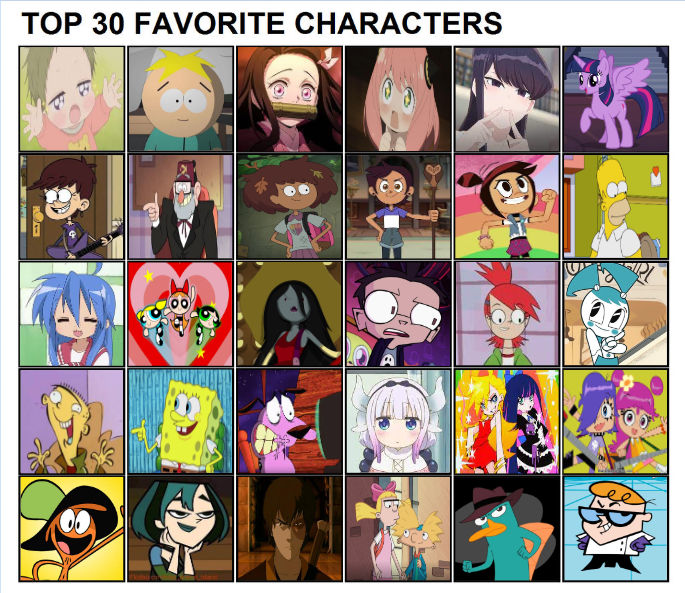 My Top 30 Favorite Characters by hayaryulove on DeviantArt