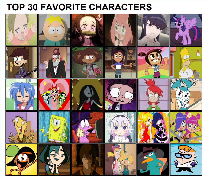 My Top 30 Favorite Characters by hayaryulove on DeviantArt
