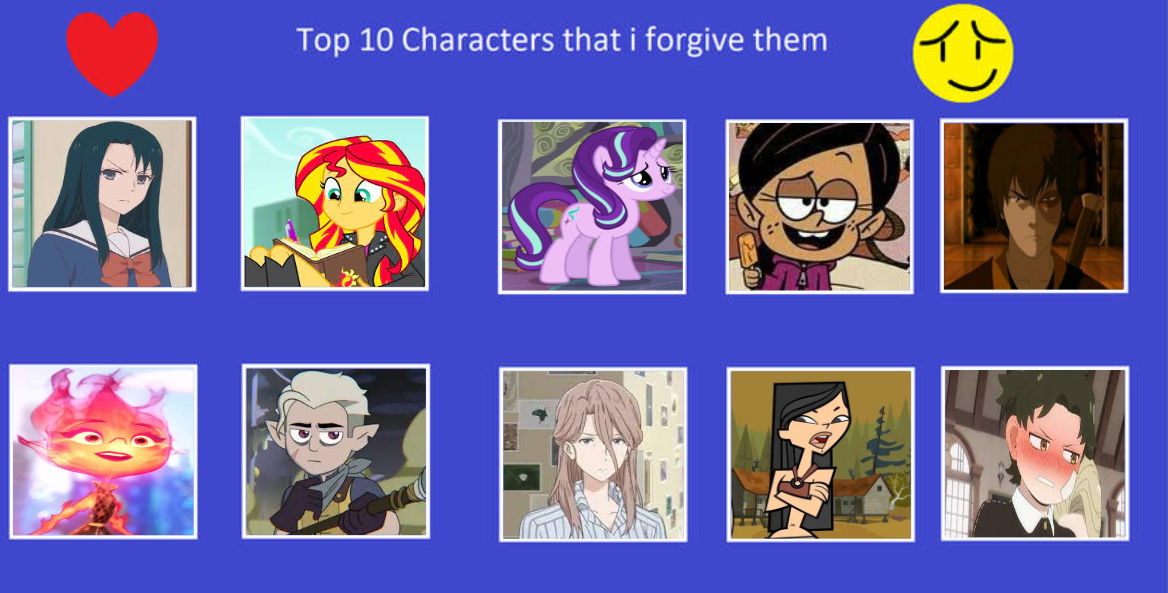 My Top 10 Characters I Have Forgiven (part 2) by hayaryulove on DeviantArt