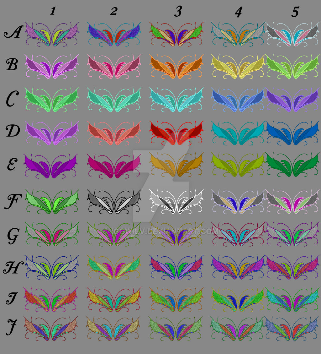 Wing Color Code Colored Wings Set 1 by Iggwilv on DeviantArt