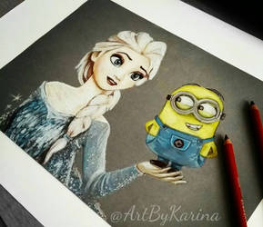 Elsa and minion guy