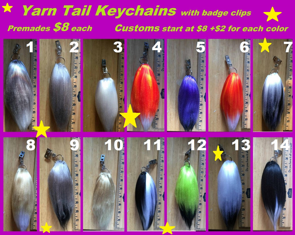 Yarn tail keychains for sale $8 premades