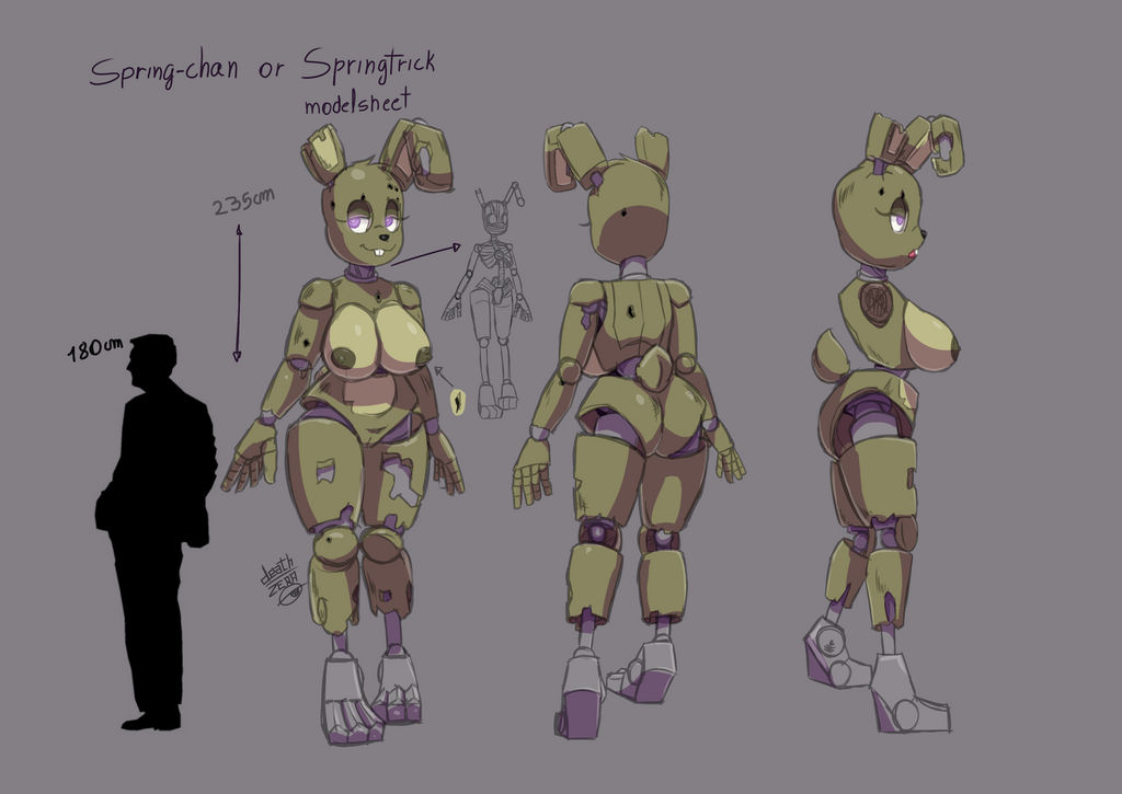 Spring Trap Chan Springtrap-chan - Modelsheet by deathZERA on DeviantArt