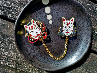 Kitsune Mood Mask Hard Enamel Pins