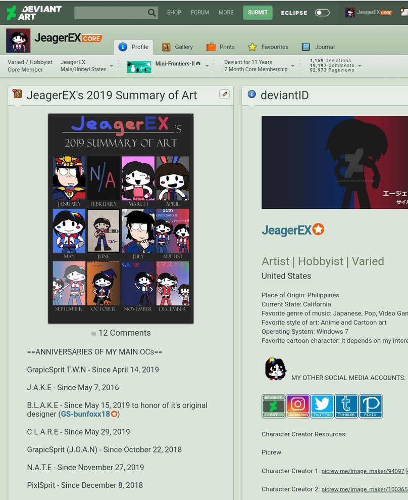 My Old DeviantArt Layout before Eclipse by SKYAgentJAKE on DeviantArt
