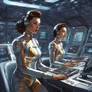 Female Space Cadets In Shiny Tight-fitting Uniform